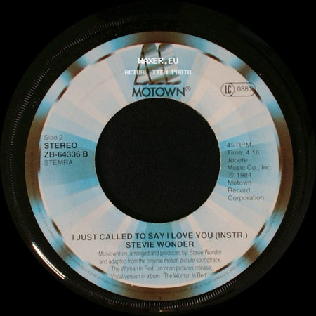 Stevie Wonder - I Just Called To Say I Love You / I Just Called To Say I Love You (Instr.) side B