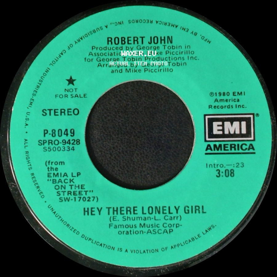 Robert John - Hey There Lonely Girl / Hey There Lonely Girl side A