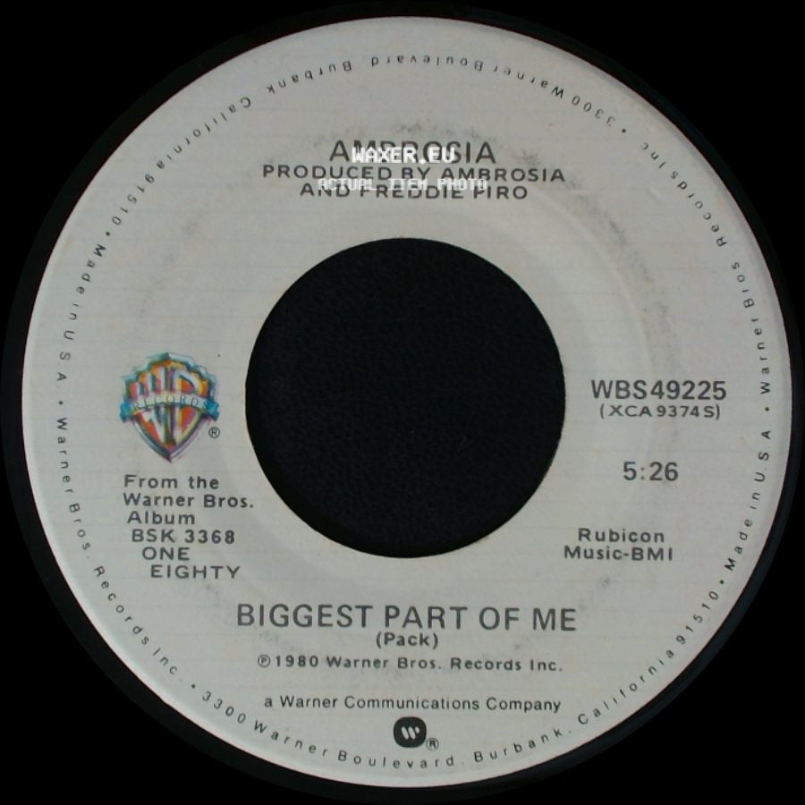 Ambrosia - Livin' On My Own / Biggest Part Of Me side B