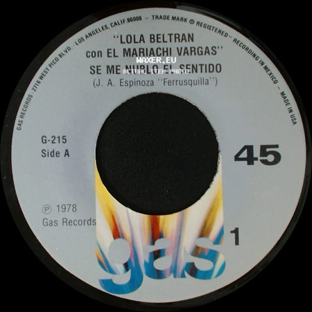 Lola Beltran Con El Mariachi Vargas - Se Me Nublo El Sentido / Mejor Me Voy side A