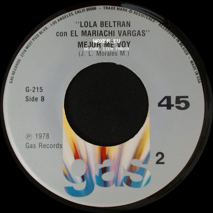 Lola Beltran Con El Mariachi Vargas - Se Me Nublo El Sentido / Mejor Me Voy side B