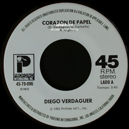 Diego Verdaguer - Corazon De Papel / Desierto side A
