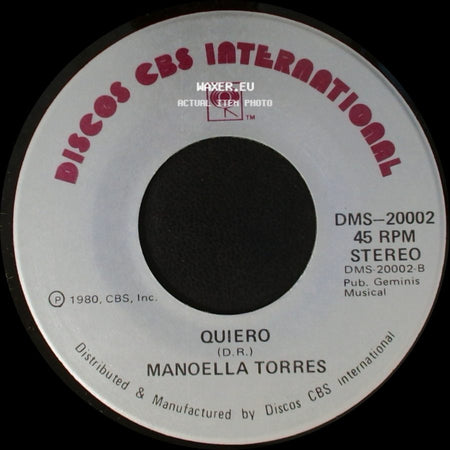 Manoella Torres - Que Me Perdone Tu Señora / Quiero side B