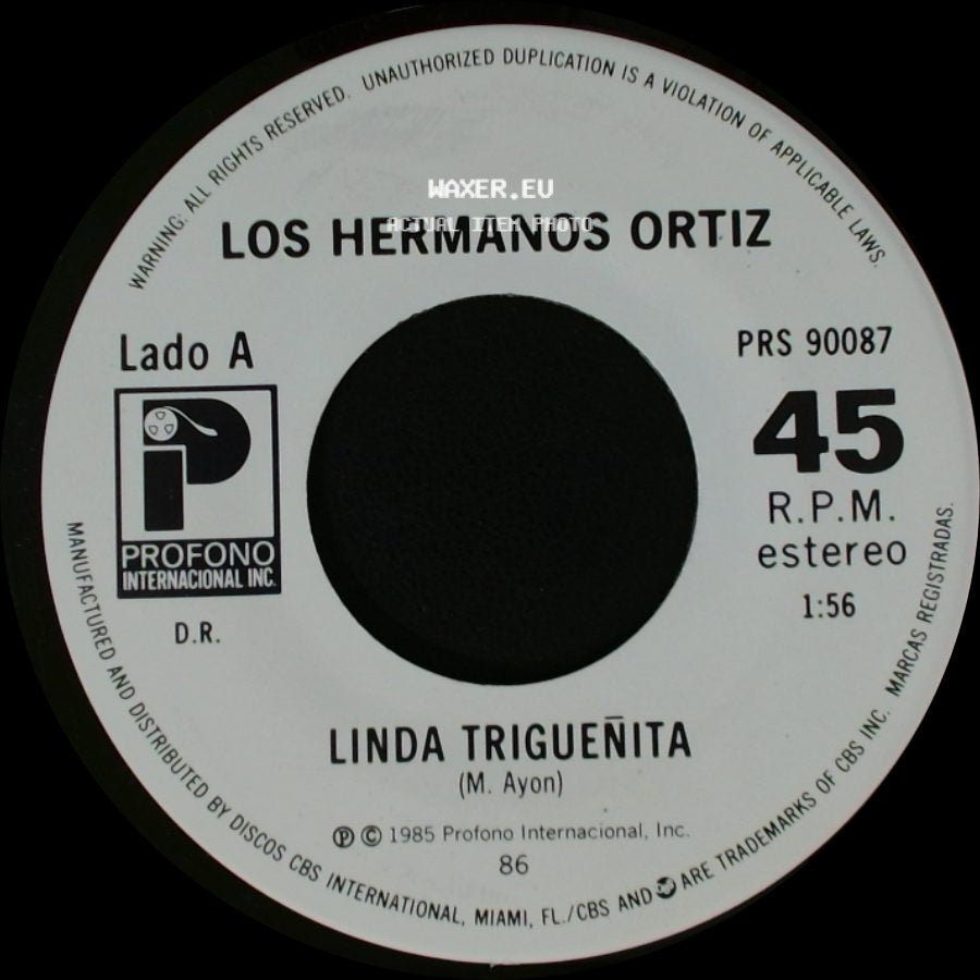 Los Hermanos Ortiz - Linda Trigueñita / Bailando Con La Gorda side A