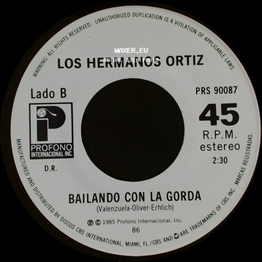 Los Hermanos Ortiz - Linda Trigueñita / Bailando Con La Gorda side B