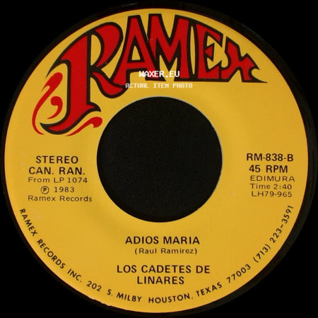 Los Cadetes De Linares - Me Voy / Adios Maria side B