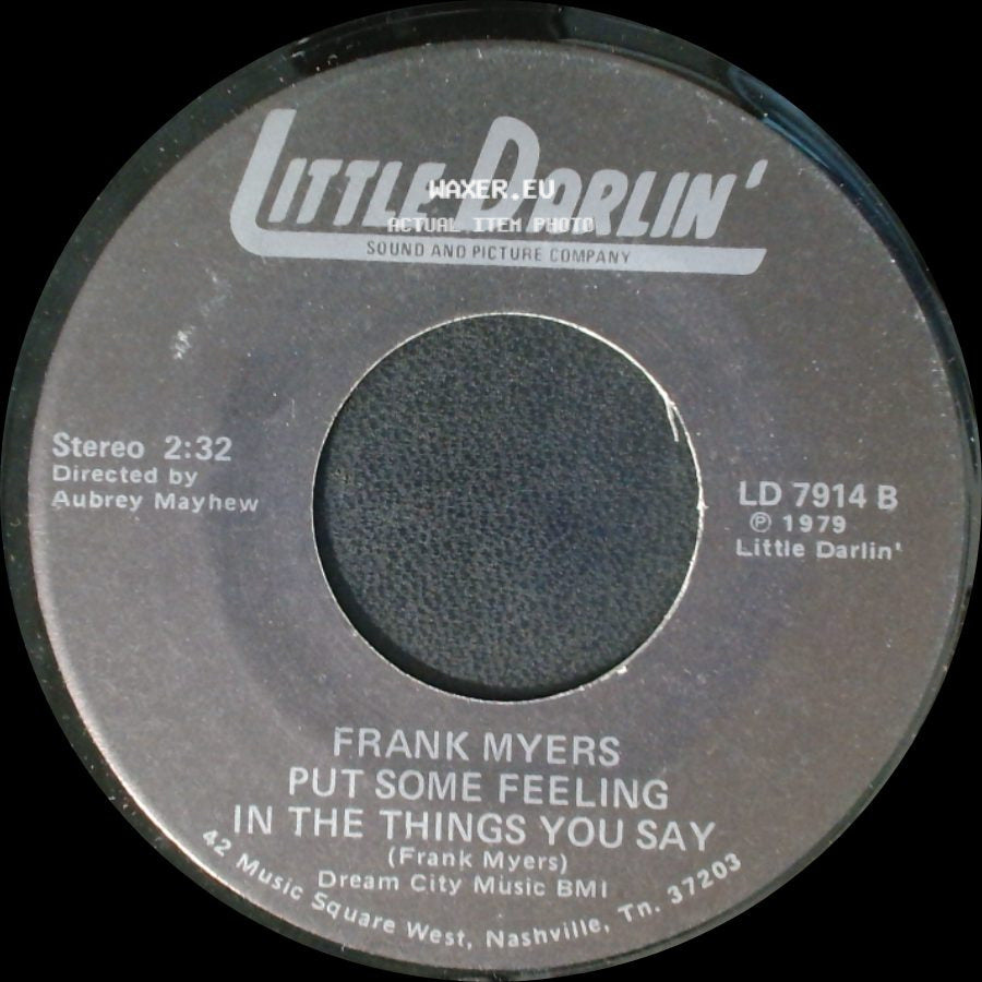 Frank Myers - My Fingers And You / Put Some Feeling In The Things You Say side B