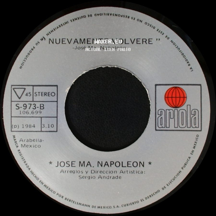 Jose Ma. Napoleon - Me Voy A Ir / Nuevamente Volvere side B
