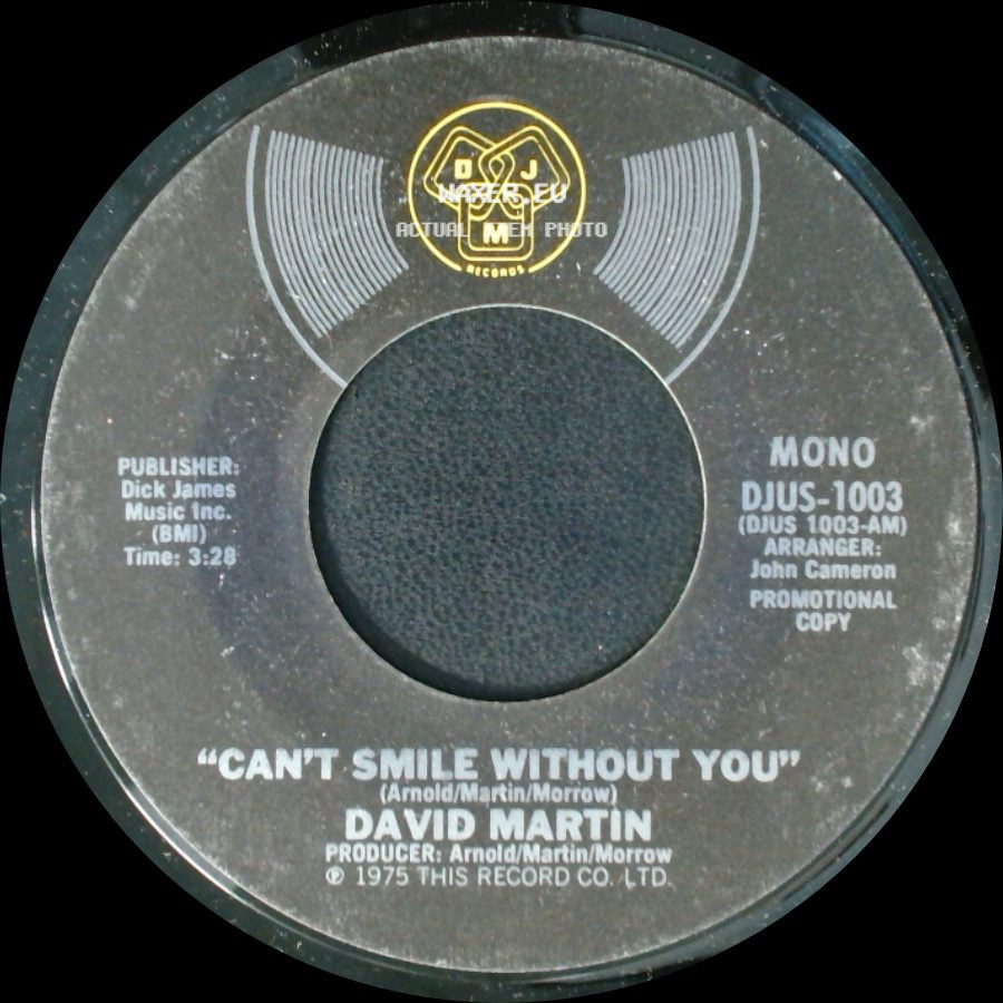 David Martin - Can't Smile Without You / Can't Smile Without You side A