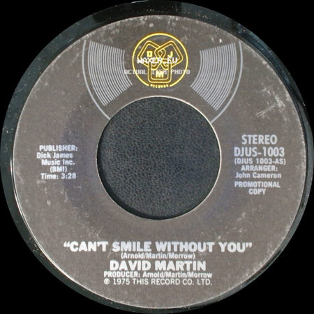 David Martin - Can't Smile Without You / Can't Smile Without You side B