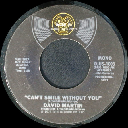 David Martin - Can't Smile Without You / Can't Smile Without You side A
