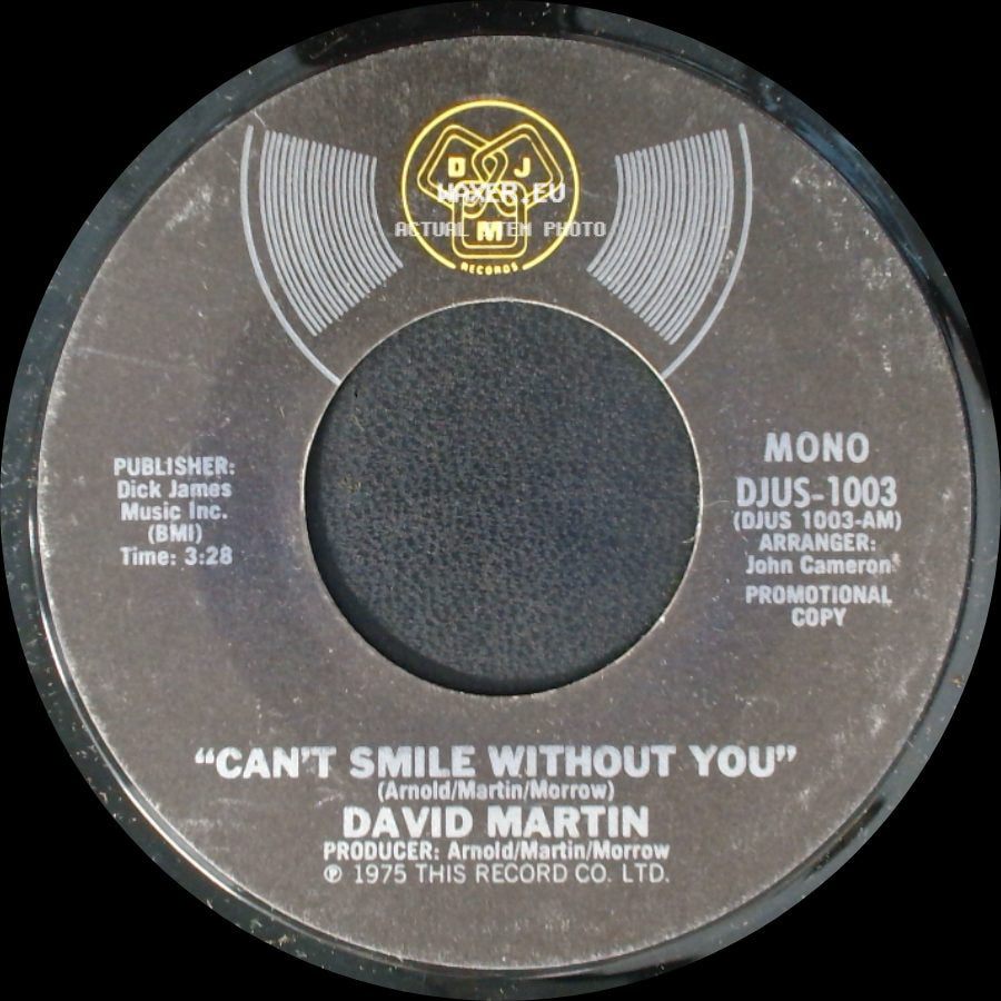 David Martin - Can't Smile Without You / Can't Smile Without You side A