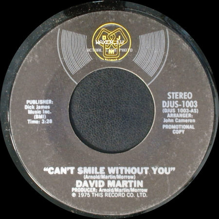David Martin - Can't Smile Without You / Can't Smile Without You side B