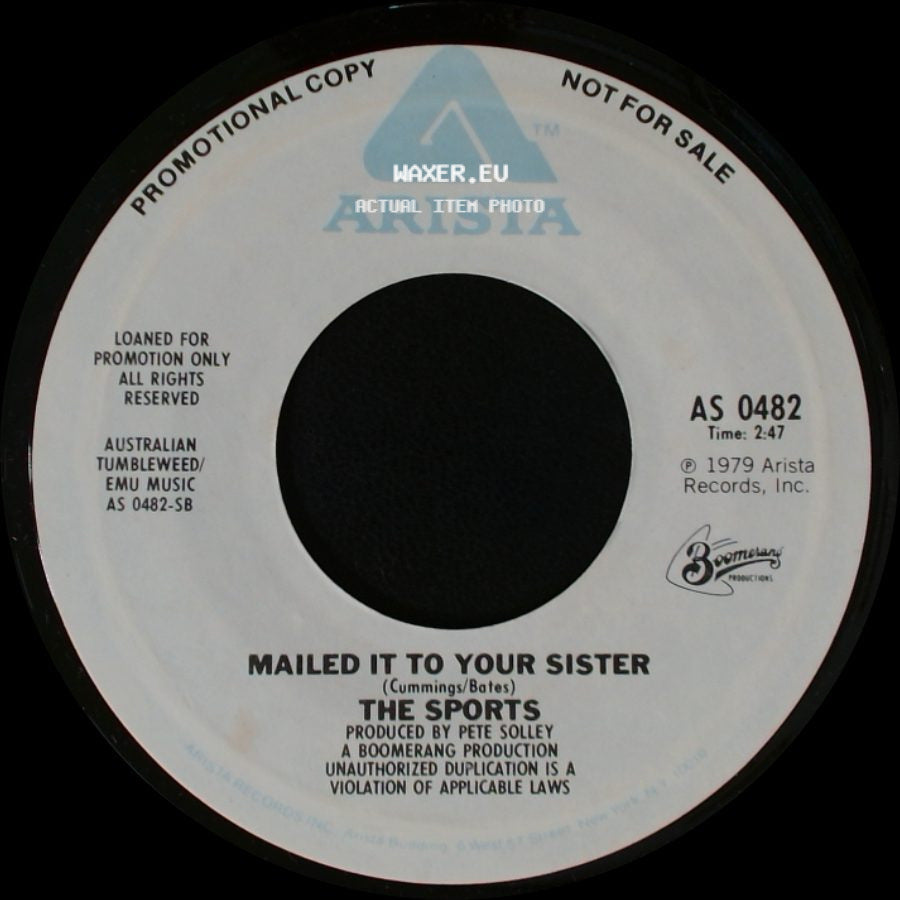 The Sports - Don't Throw Stones / Mailed It To Your Sister side B