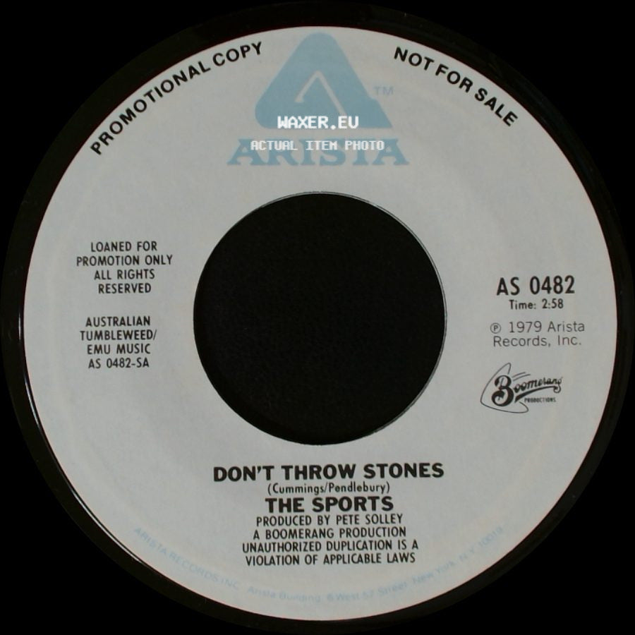 The Sports - Mailed It To Your Sister / Don't Throw Stones side B