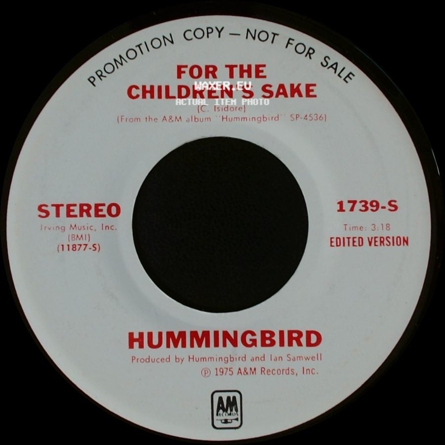 Hummingbird - For The Children's Sake / For The Children's Sake side B