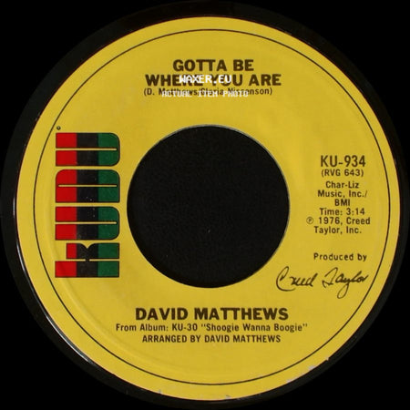 David Matthews - Shoogie Wanna Boogie / Gotta Be Where You Are side B