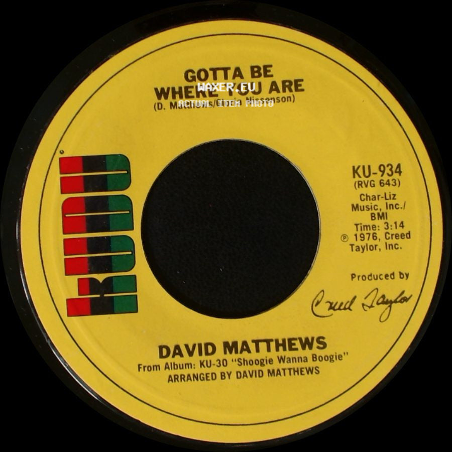 David Matthews - Shoogie Wanna Boogie / Gotta Be Where You Are side B