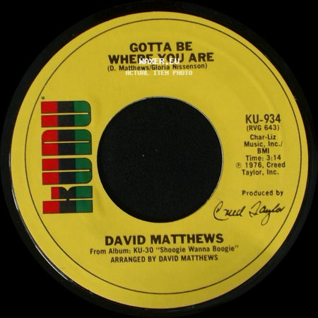 David Matthews - Shoogie Wanna Boogie / Gotta Be Where You Are side B