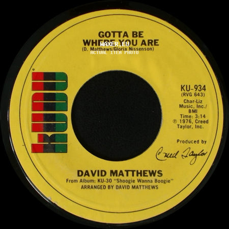 David Matthews - Gotta Be Where You Are / Shoogie Wanna Boogie side A