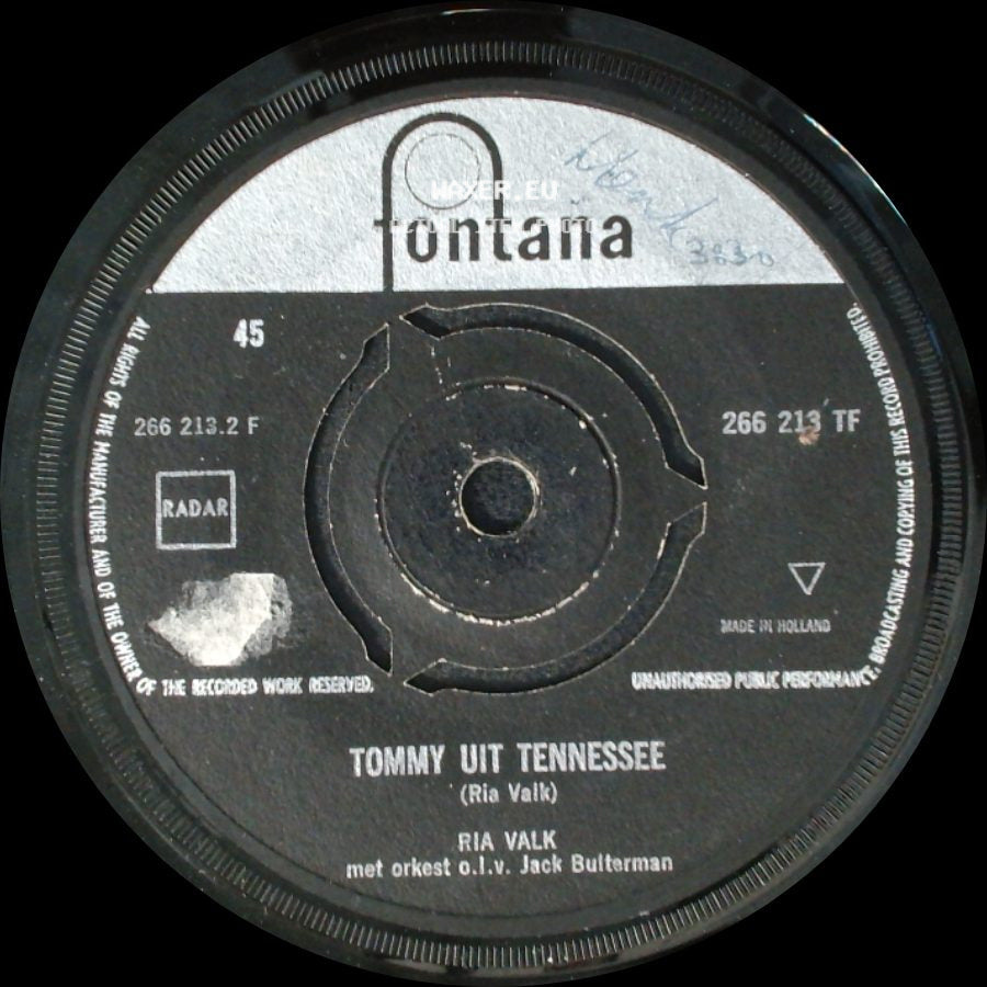 Ria Valk - Tommy Uit Tennessee / Afscheid Van 'n Soldaat side A