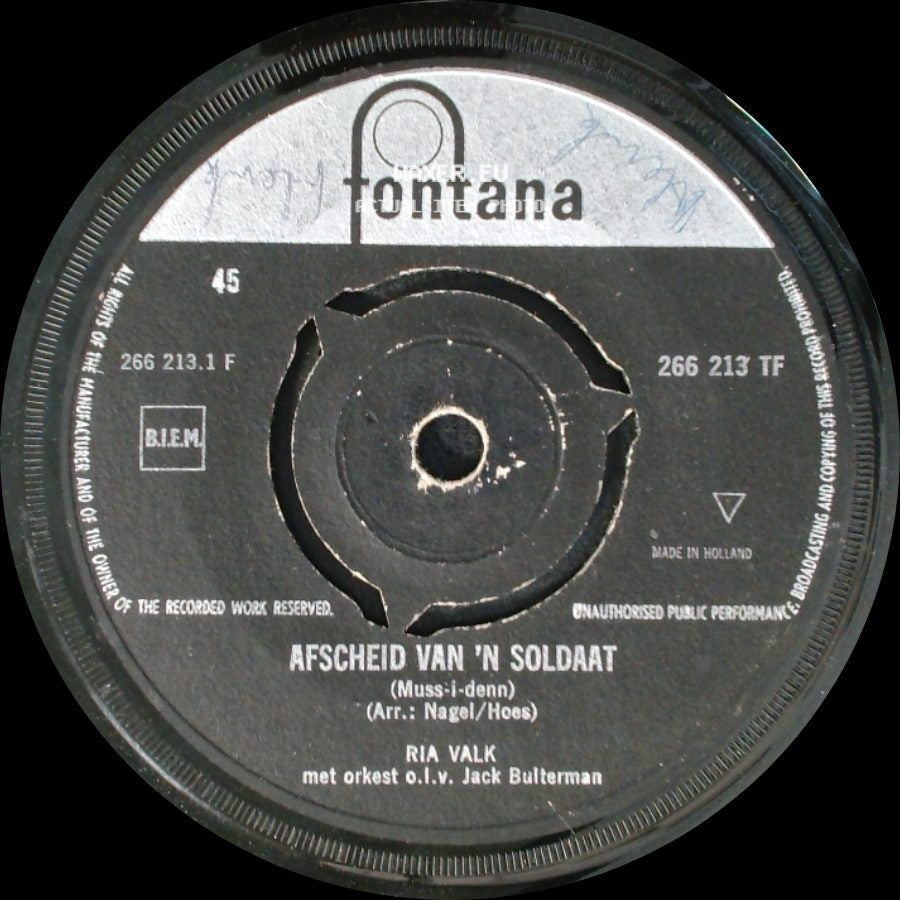 Ria Valk - Tommy Uit Tennessee / Afscheid Van 'n Soldaat side B