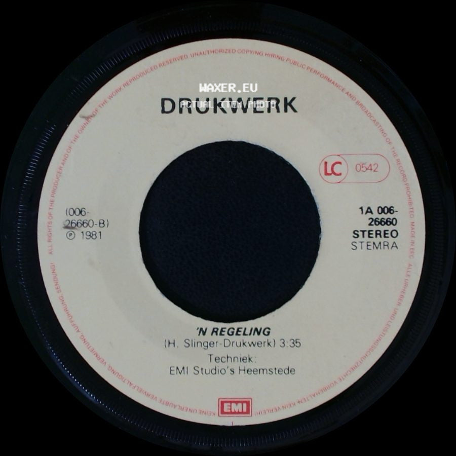 Drukwerk - Je Loog Tegen Mij / 'n Regeling side B