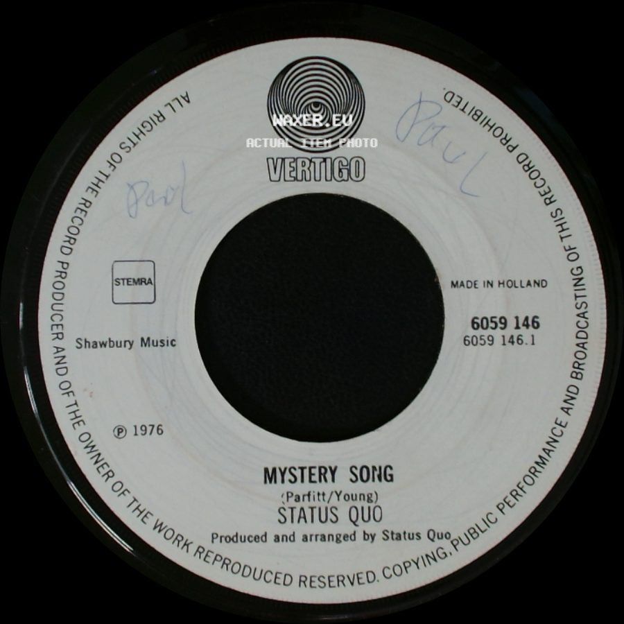 Status Quo - Drifting Away / Mystery Song side B
