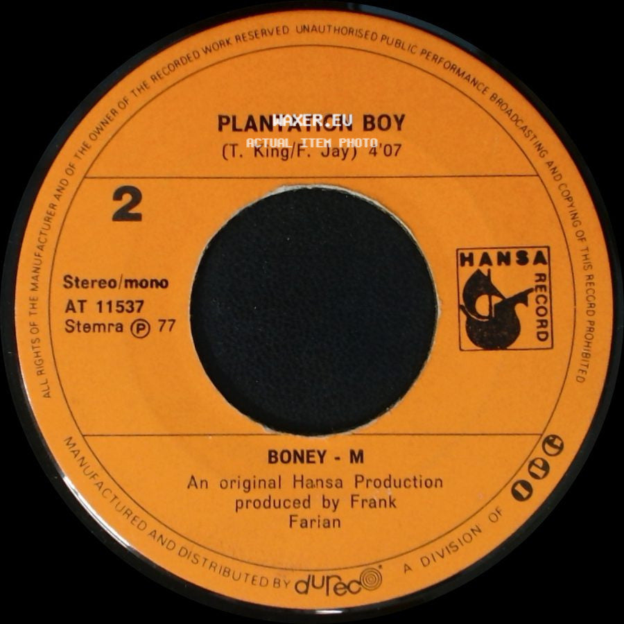 Boney - M - Belfast / Plantation Boy side B