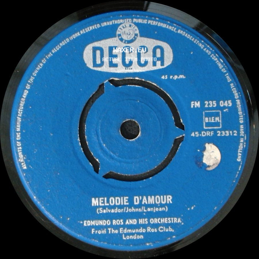 Edmundo Ros And His Orchestra - Melodie D'amour / The Carnation Girl side A