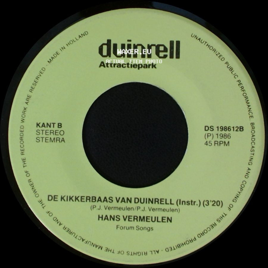 Hans Vermeulen - De Kikkerbaas Van Duinrell / De Kikkerbaas Van Duinrell (Instr.) side B