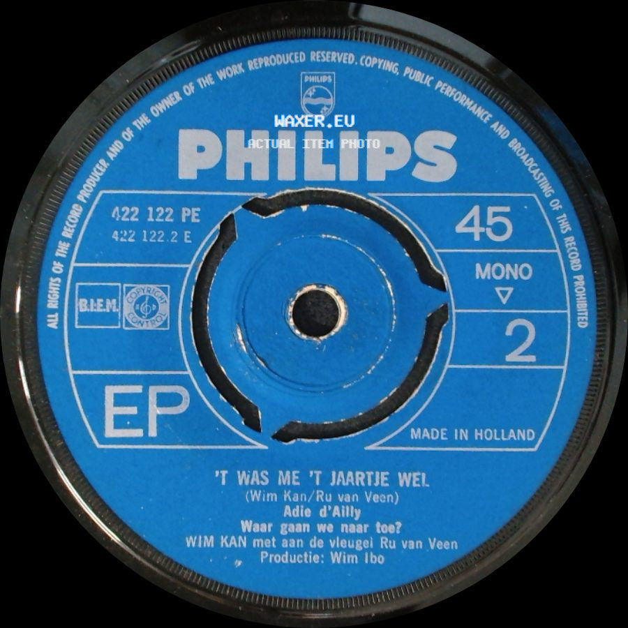 Wim Kan Mzt Aan De Vleugel Ru Van Veen / Adie D'ailly - 't Was Me 't Jaartje Wel / 't Was Me 't Jaartje Wel side B