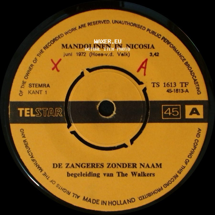 De Zangeres Zonder Naam - Mandolinen In Nicosia / De Schutting side A