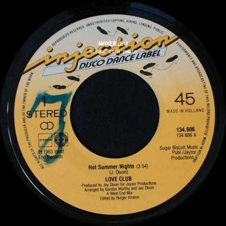 Love Club - Hot Summer Nights / Hot Summer Nights (Instrumental) side A