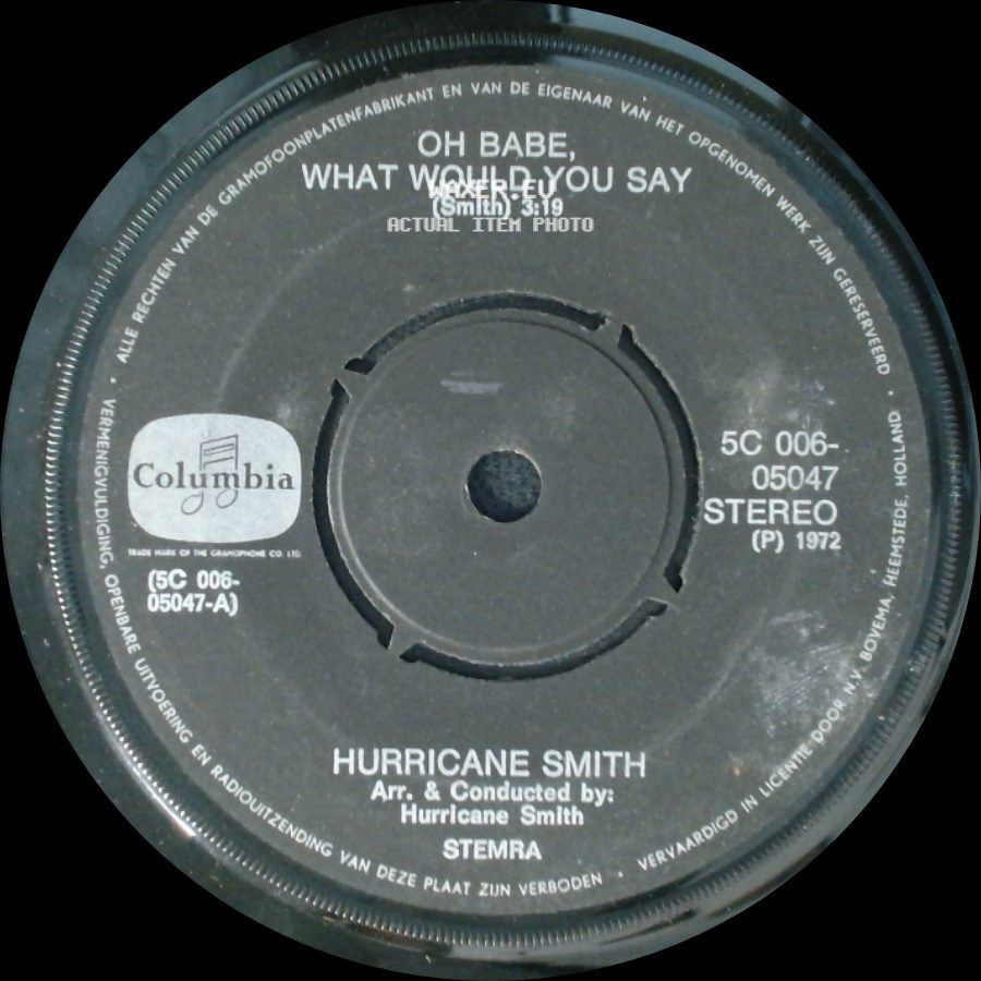 Hurricane Smith - Getting To Know You / Oh Babe, What Would You Say side B