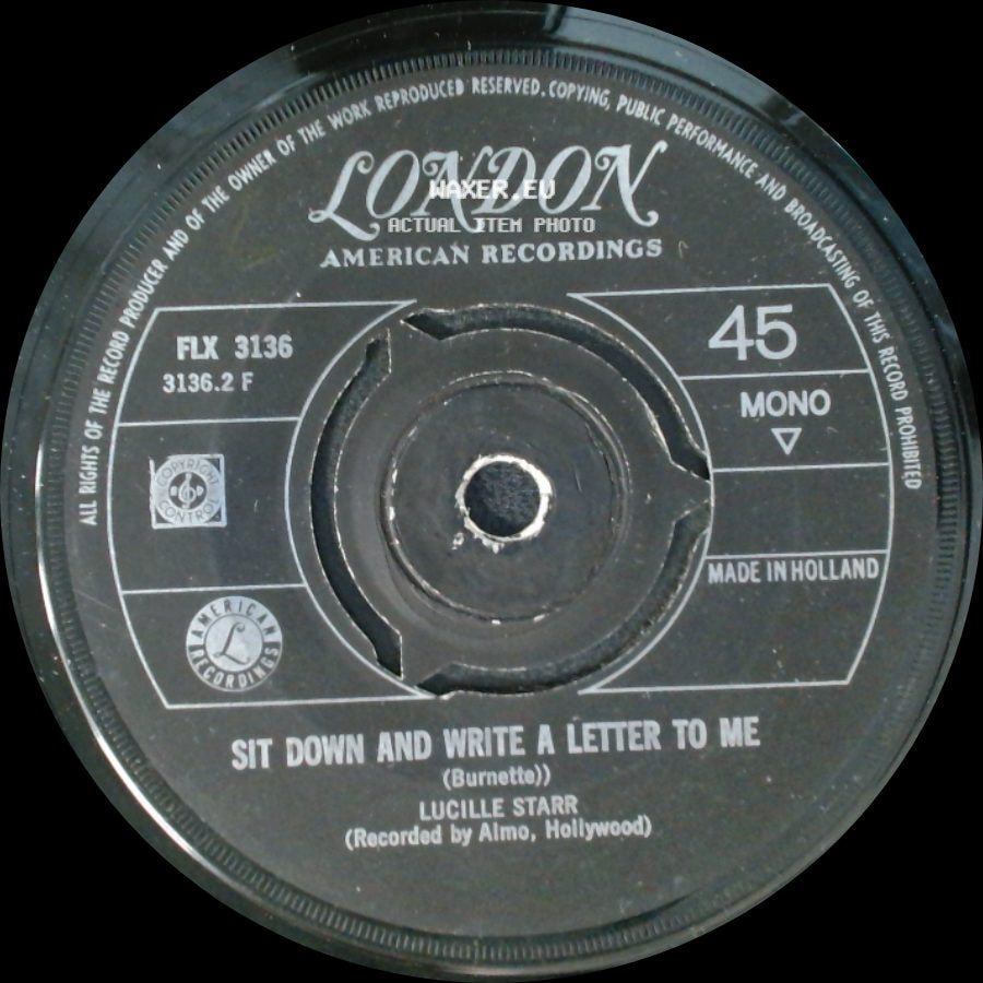 Lucille Starr - Sit Down And Write A Letter To Me / Quand Le Soleil Dit Bonjour Aux Montagnes side A