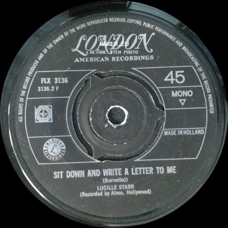 Lucille Starr - Sit Down And Write A Letter To Me / Quand Le Soleil Dit Bonjour Aux Montagnes side A