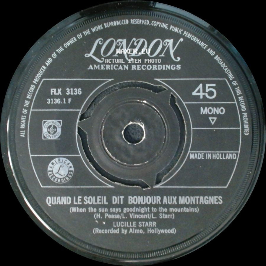 Lucille Starr - Sit Down And Write A Letter To Me / Quand Le Soleil Dit Bonjour Aux Montagnes side B