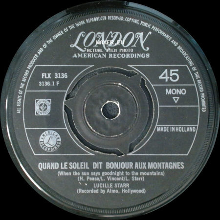 Lucille Starr - Sit Down And Write A Letter To Me / Quand Le Soleil Dit Bonjour Aux Montagnes side B