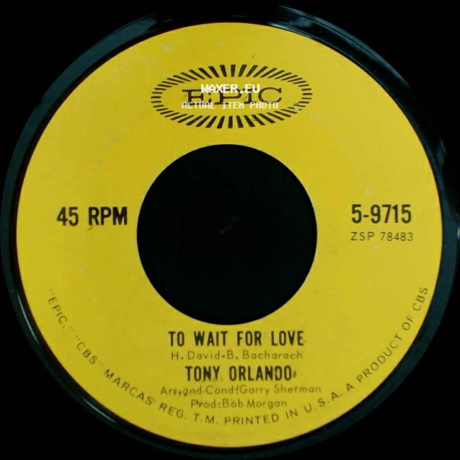 Tony Orlando - To Wait For Love / Accept It side A