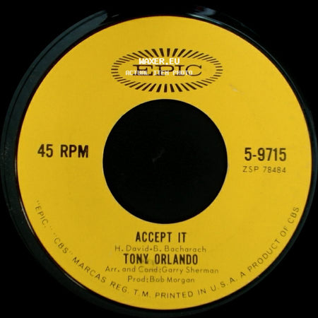 Tony Orlando - To Wait For Love / Accept It side B