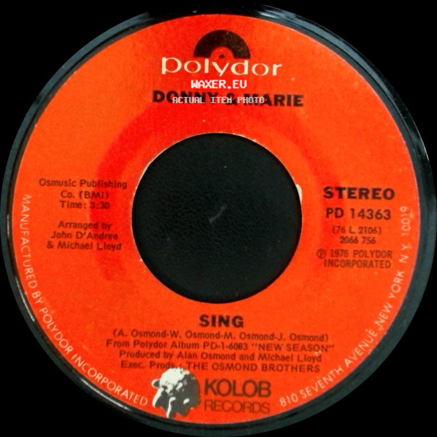 Donny & Marie - Sing / Ain't Nothing Like The Real Thing side A