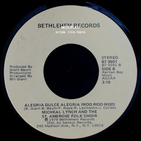 Micheal Lynch And The St. Ambrose Folk Choir - Joy Sweet Joy (Woo-Woo-Woo) / Alegria Dulce Alegria (Woo-Woo-Woo) side B