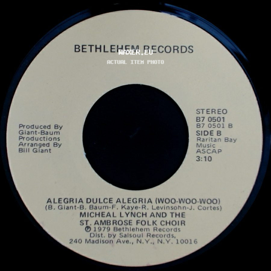 Micheal Lynch And The St. Ambrose Folk Choir - Joy Sweet Joy (Woo-Woo-Woo) / Alegria Dulce Alegria (Woo-Woo-Woo) side B