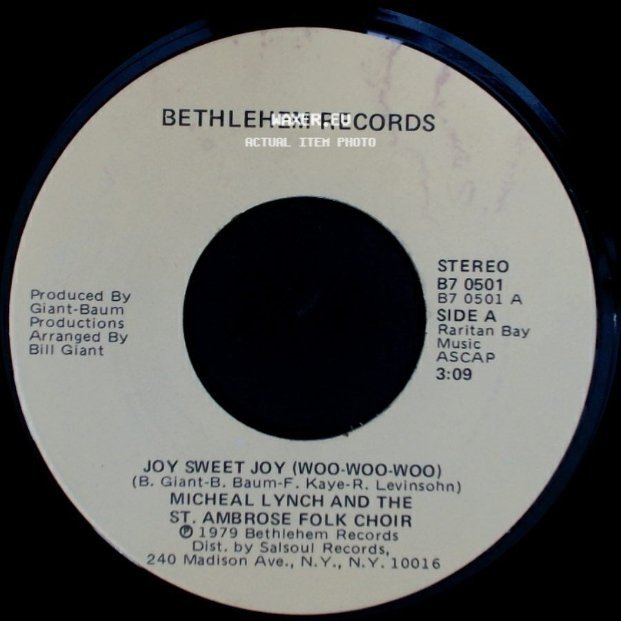 Micheal Lynch And The St. Ambrose Folk Choir - Joy Sweet Joy (Woo-Woo-Woo) / Alegria Dulce Alegria (Woo-Woo-Woo) side A