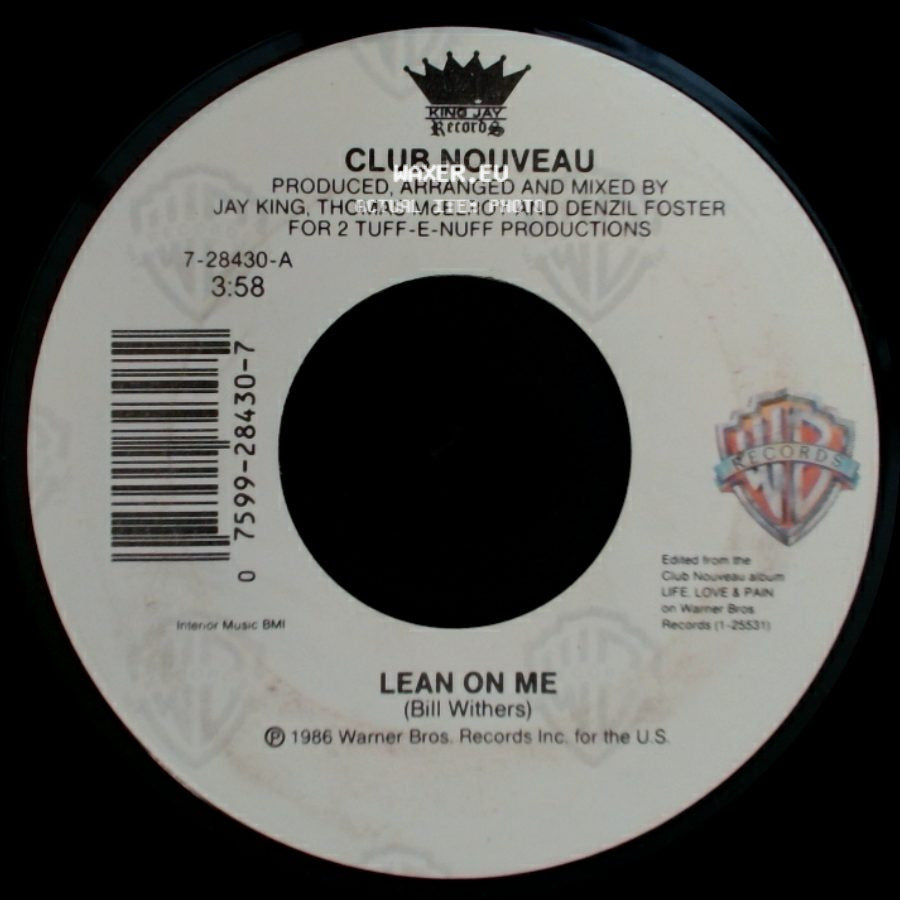 Club Nouveau - Lean On Me / Pump It Up (Reprise) side A