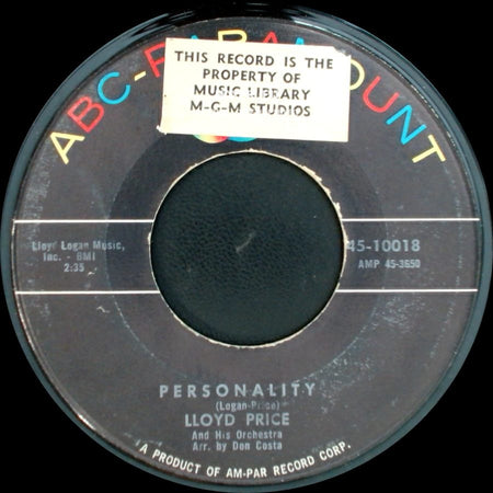 Lloyd Price And His Orchestra - Have You Ever Had The Blues / Personality side B