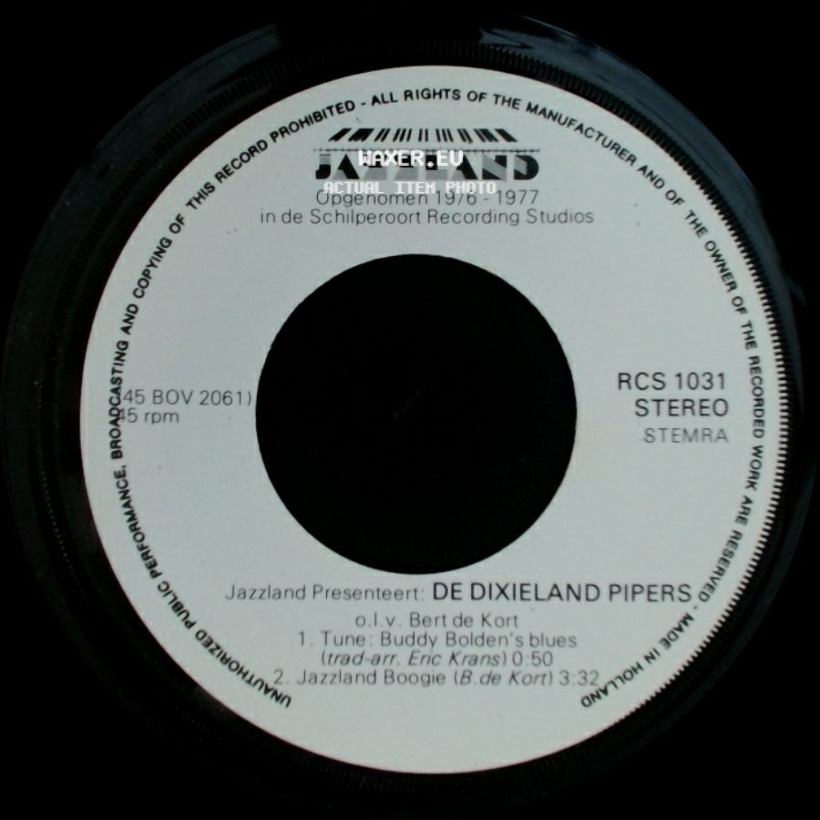 De Dixieland Pipers - Indiana / Unknown Title B side B