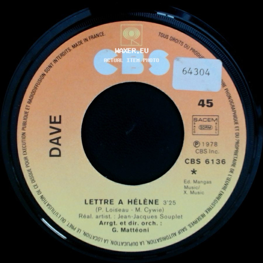 Dave - Promeneur Solitaire / Lettre A Hélène side B