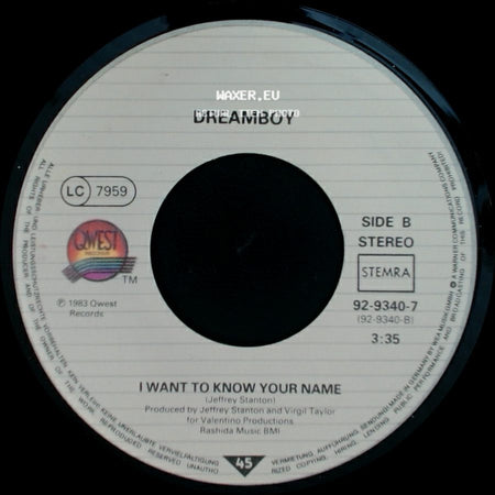 Dreamboy - Let's Go Out / I Want To Know Your Name side B